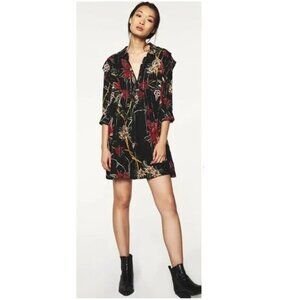 ba&sh Paprika Metallic Floral Mini Shift Dress Black Like New S